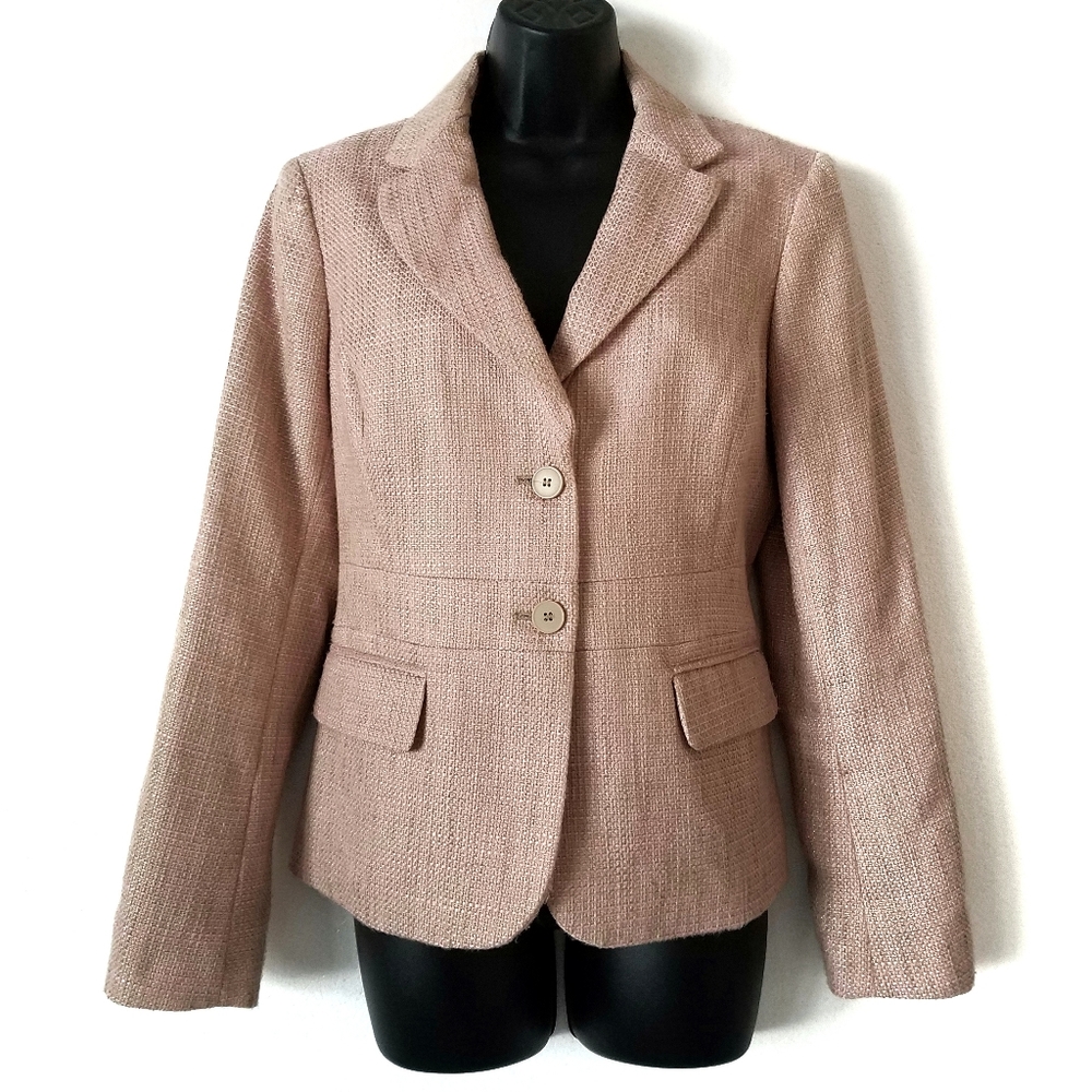 New York & Co tweed blazer jacket blush metallic
